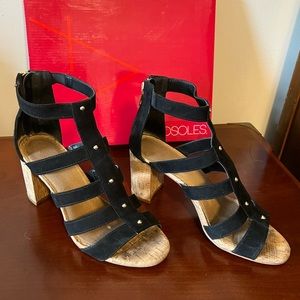 Black cutout block heel